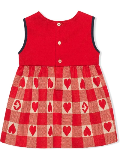 Shop Gucci G Heart Checked Dress In Red