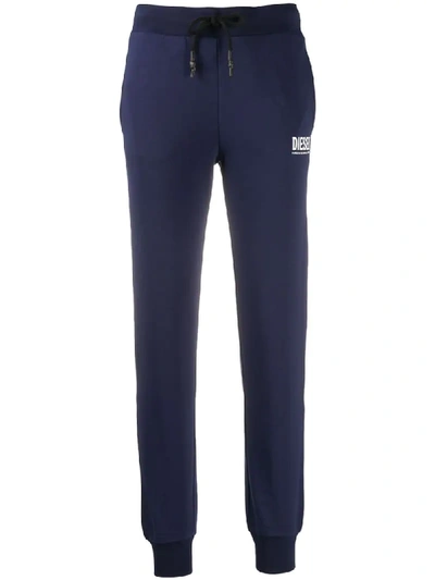 Shop Diesel Victadia Logo Print Slim-fit Track Pants In Blue