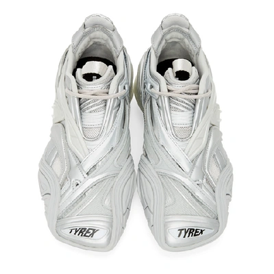 Tyrex Logo-print Metallic Rubber, Mesh And Faux Leather Sneakers In Silver