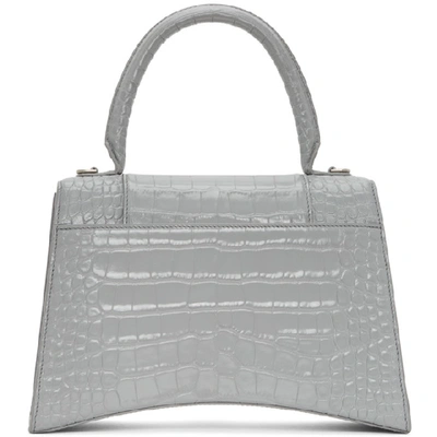 Shop Balenciaga Grey Croc Medium Hourglass Bag In 1108 Balgry
