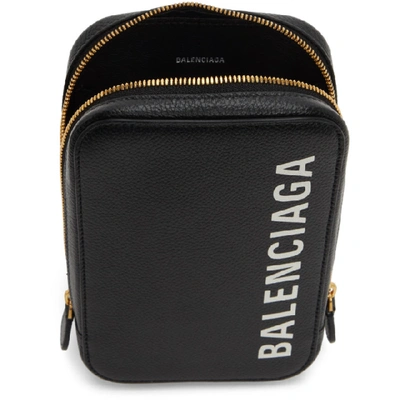 Shop Balenciaga Black Cash Phone Holder Bag In 1090 Blk/wt