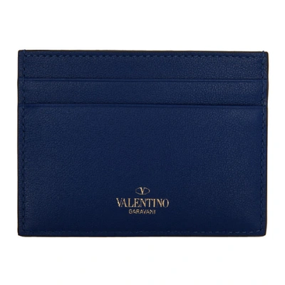 Shop Valentino Blue  Garavani Rockstud Card Holder In 52p Bludelf