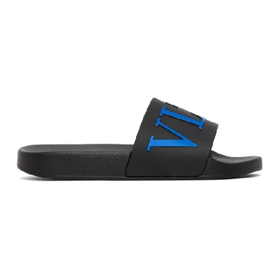 Shop Valentino Black And Blue  Garavani Vltn Slides In Kp8 Nero-az