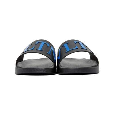 Shop Valentino Black And Blue  Garavani Vltn Slides In Kp8 Nero-az