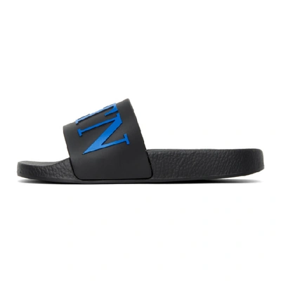 Shop Valentino Black And Blue  Garavani Vltn Slides In Kp8 Nero-az