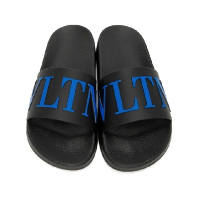 Shop Valentino Black And Blue  Garavani Vltn Slides In Kp8 Nero-az