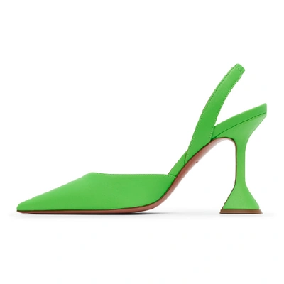 Shop Amina Muaddi Green Holli Sling Heels In Fluo Green