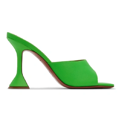 Shop Amina Muaddi Green Lupita Slipper Heels In Fluo Green