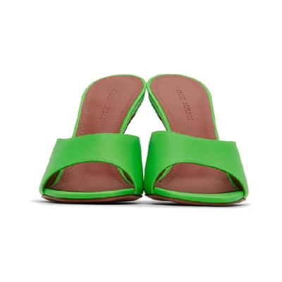 Shop Amina Muaddi Green Lupita Slipper Heels In Fluo Green