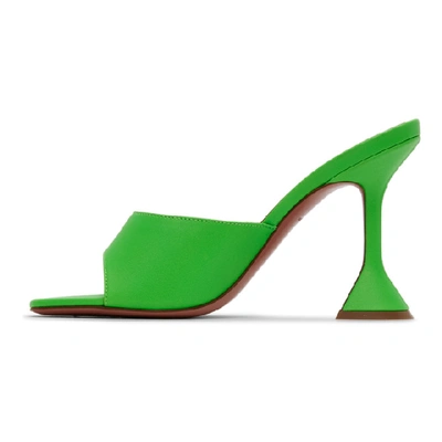 Shop Amina Muaddi Green Lupita Slipper Heels In Fluo Green