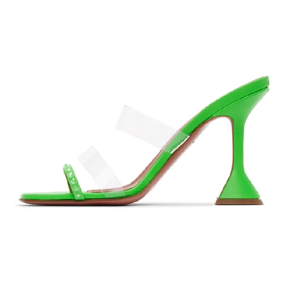 Shop Amina Muaddi Green Sami Heeled Sandals In Fluo Green