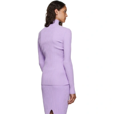 Shop Mm6 Maison Margiela Purple Tight Knit Turtleneck In 375 Lilac