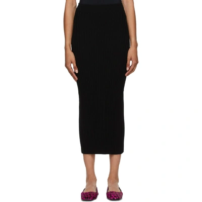 Shop Mm6 Maison Margiela Black Tight Knit Skirt In 900 Black