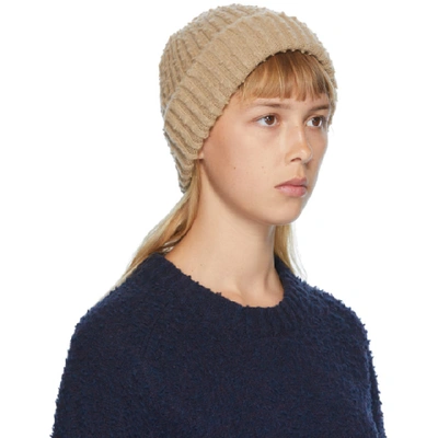 Shop Maison Margiela Tan Pilled Gauge Beanie In 113m Camel