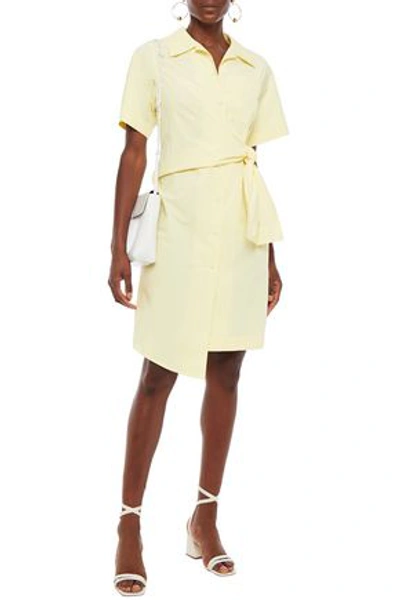 Shop Goen J Asymmetric Knotted Poplin Shirt Dress In Pastel Yellow