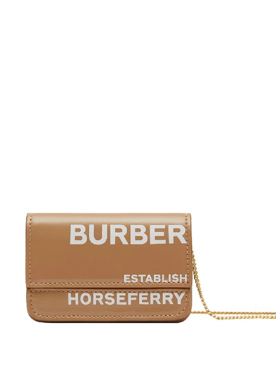 Shop Burberry Horseferry Print Chain Strap Cardholder In Brown