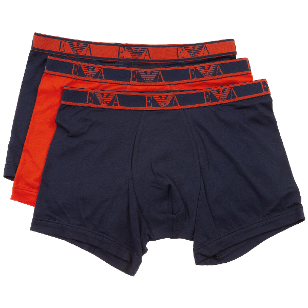 Emporio Armani Men's Underwear Boxer Shorts Tripack In Blue | ModeSens