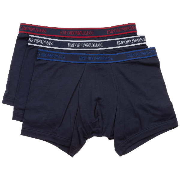 Emporio Armani Men's Underwear Boxer Shorts Tripack In Blue ModeSens
