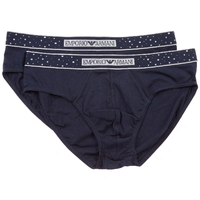 Shop Emporio Armani Men's Underwear Briefs Bipack In Blue