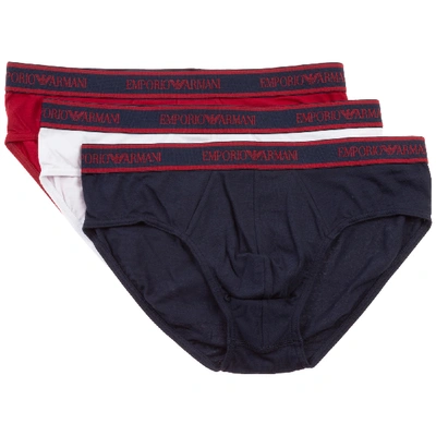 Shop Emporio Armani Men's Underwear Briefs Tripack In Blue