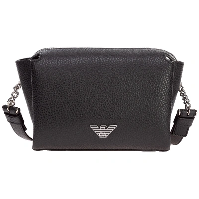 Shop Emporio Armani Women's Leather Cross-body Messenger Shoulder Bag In Black