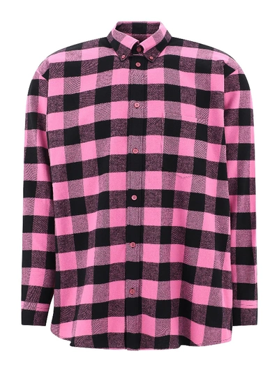 Shop Balenciaga Checked Shirt In Pink