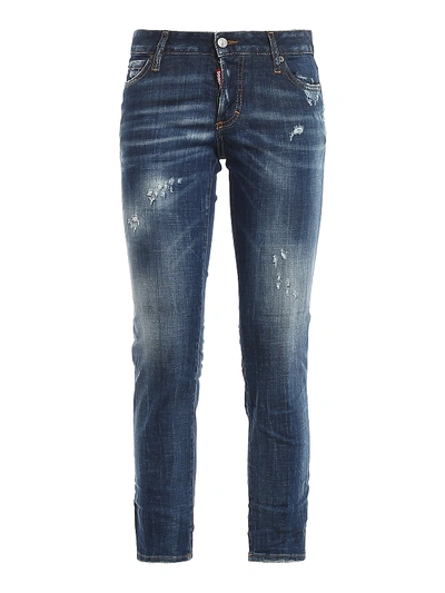 Shop Dsquared2 Jennifer Cropped Jeans In Medium Wash