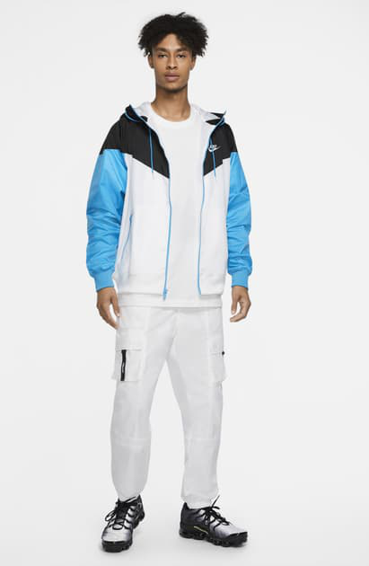 nike windrunner blue and white