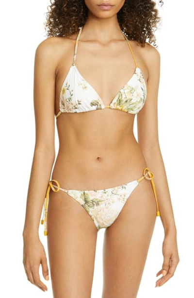 Shop Zimmermann Amelie Floral Two-piece Swimsuit In Ivory Garden Floral