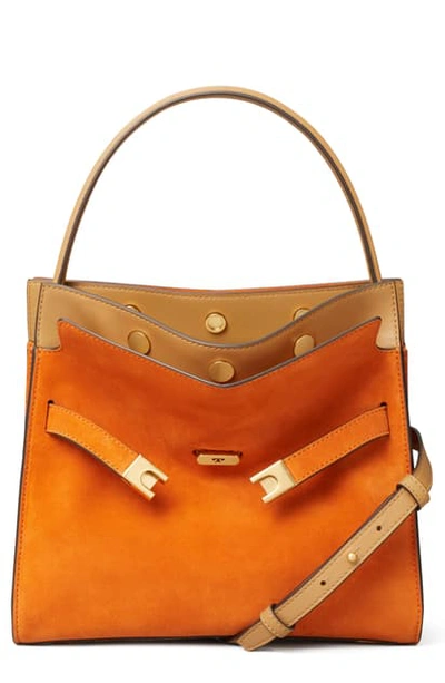 Shop Tory Burch Lee Radziwill Small Leather Bag In Sweet Orange