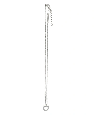 Shop Ferragamo Salvatore  Logo Charm Necklace In Silver