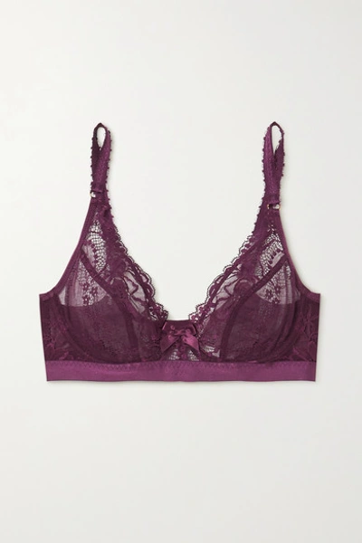 Shop Agent Provocateur Carmella Stretch-lace And Tulle Underwired Bra In Purple