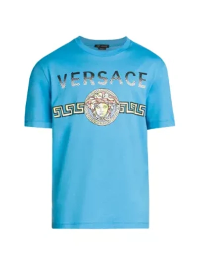 Shop Versace Graphic T-shirt In Turquoise