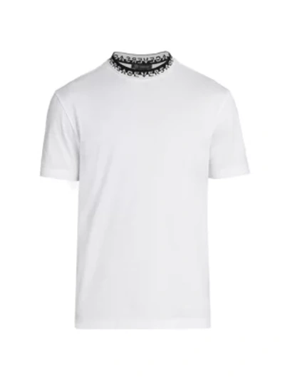 Shop Versace Men's Taylor-fit Logo Collar T-shirt In White