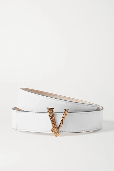 Shop Versace Leather Belt In White