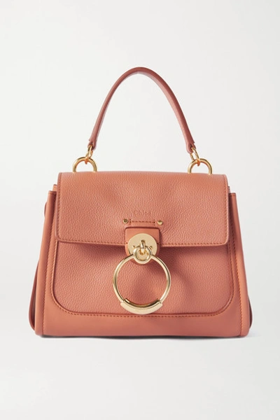 Shop Chloé Tess Day Mini Textured And Smooth Leather Shoulder Bag In Pink