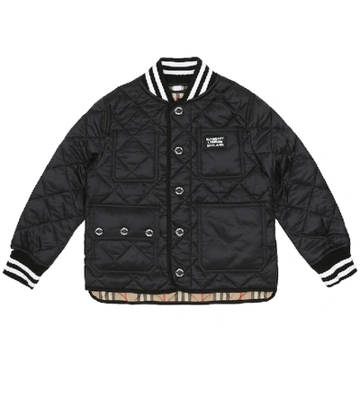 Shop Burberry Quilted Varsity Jacket In Black