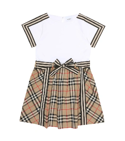 Shop Burberry Vintage Check Cotton Dress In Beige