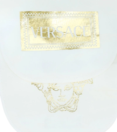 Shop Versace Baby Stretch-cotton Bib Set In White
