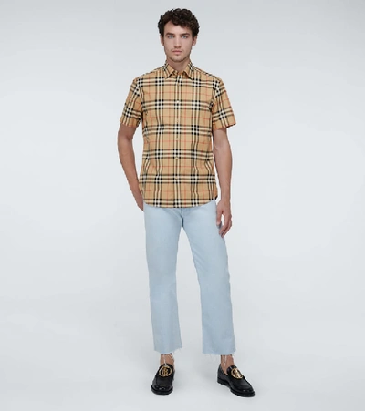 Burberry Cotton Shirt With Checked Pattern And Pockets In Multi