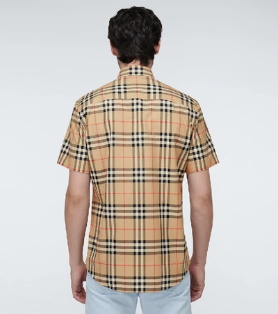 Burberry Cotton Shirt With Checked Pattern And Pockets In Multi