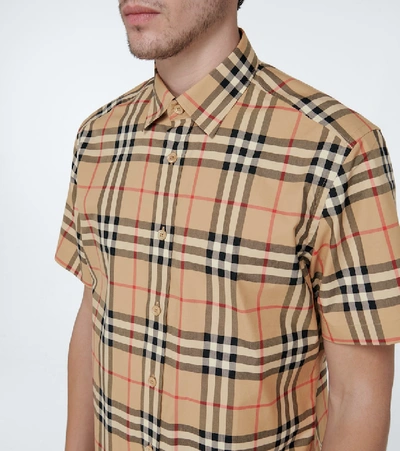 Burberry Cotton Shirt With Checked Pattern And Pockets In Multi