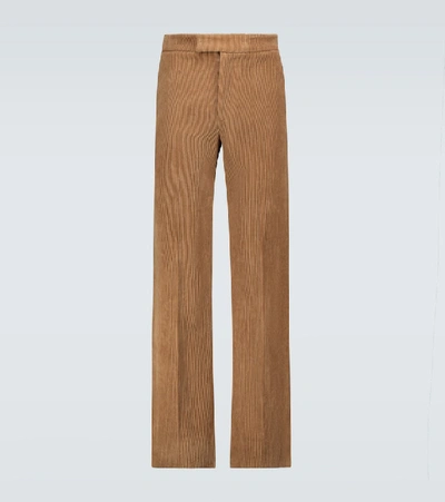 Shop Gucci Wide-leg Corduroy Pants In Brown