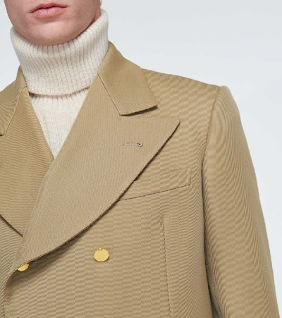 Shop Gucci Double-breasted Wool Blazer In Beige