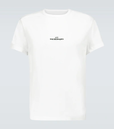 Shop Maison Margiela Upside Down Logo T-shirt In White