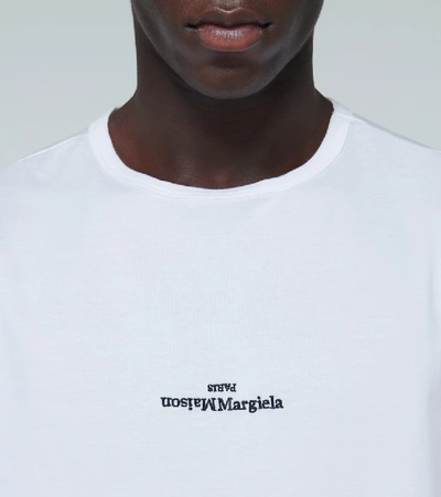 Shop Maison Margiela Upside Down Logo T-shirt In White