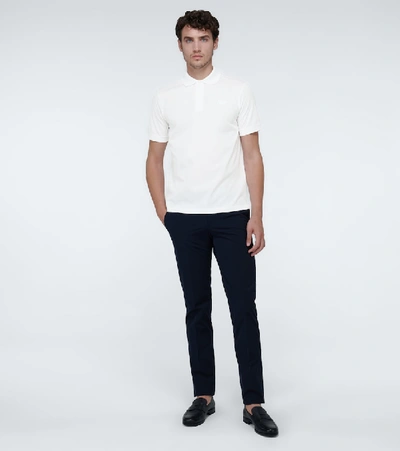 Prada Triangle-logo Cotton Polo Shirt In White