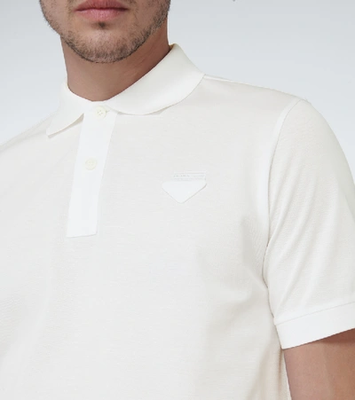 Prada Triangle-logo Cotton Polo Shirt In White