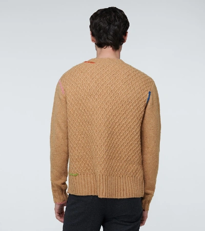 Shop Jw Anderson Darning Crewneck Sweater In Beige