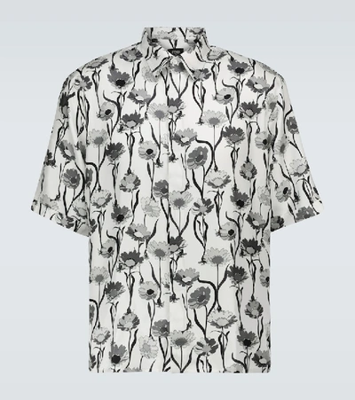 Shop Fendi Floral Printed Silk Shirt In White